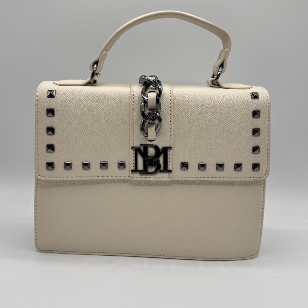 New Badgley Mischka Cream Satchel with Black Studs @ detachable straps